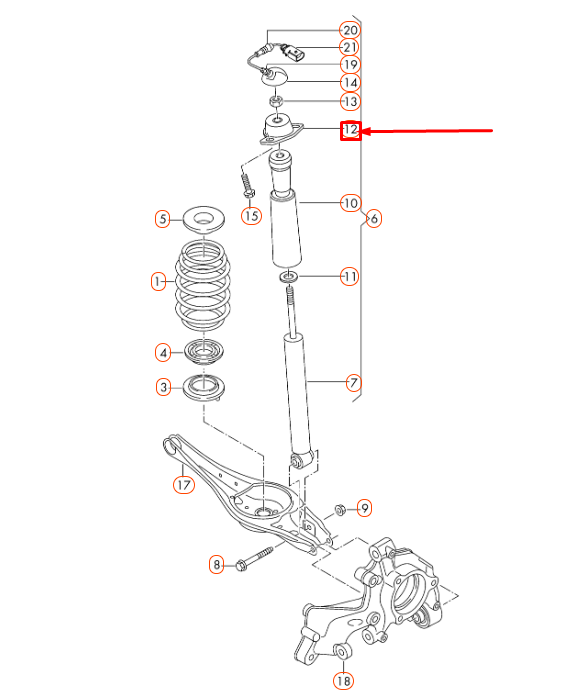 NEW AUDI TT FV REAR UPPER SHOCK ABSORBER BEARING 5Q0513353E ORIGINAL