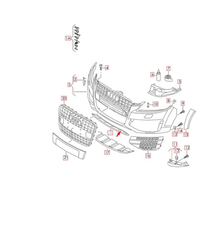 NEW AUDI Q7 4L FRONT BUMPER CENTRE LOWER GRILLE 4L0807683BT94 2015