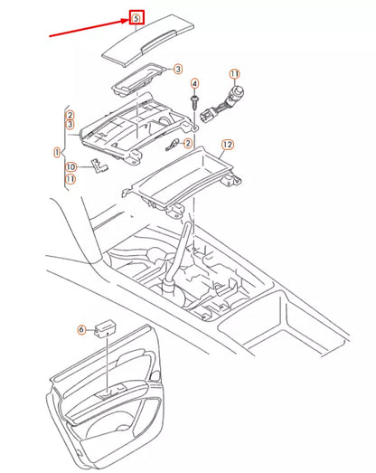 NEW AUDI Q7 4L FRONT ASHTRAY CARBON COVER TRIM 4L0857967Q1J2 ORIGINAL