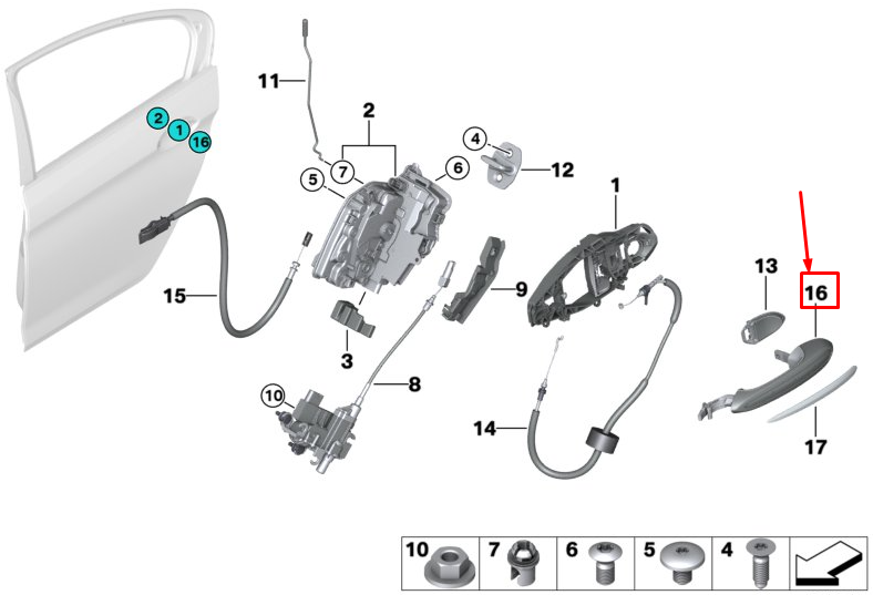 new bmw 6 gran turismo g32 front right door exterior handle 51218492182 original