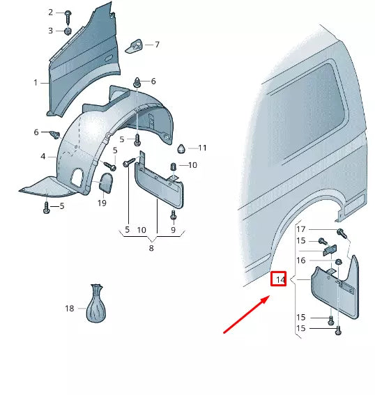 NEW VW TRANSPORTER VI T6 REAR LEFT MUDGUARD FLAP 7H0898811