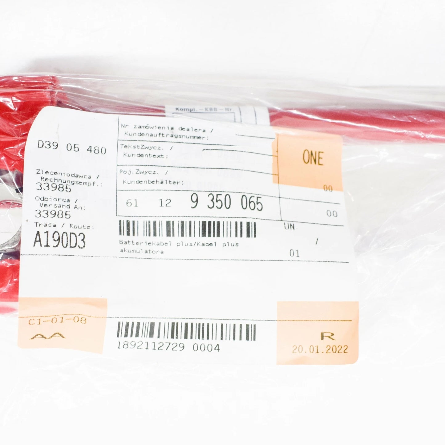 NEW BMW 5 G30 PLUS POLE BATTERY CABLE 9350065 61129350065 ORIGINAL