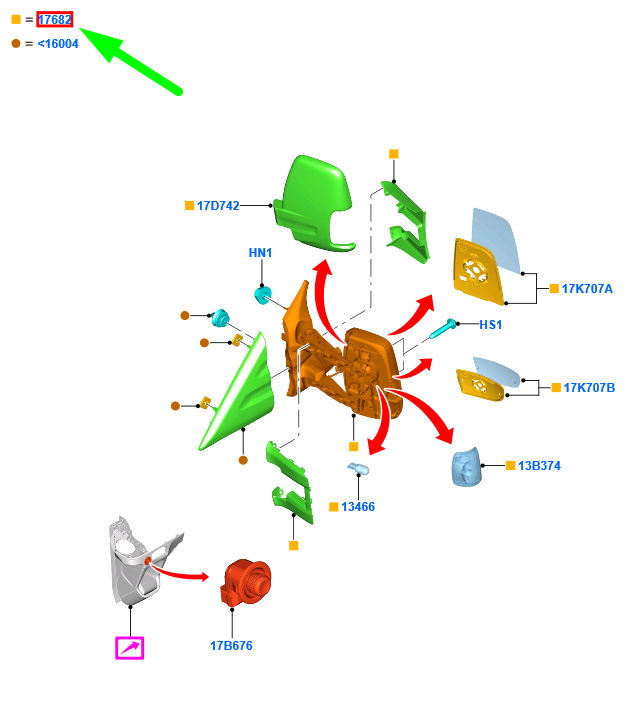 new ford transit mk4 front left door mirror assy lhd 2366812 original