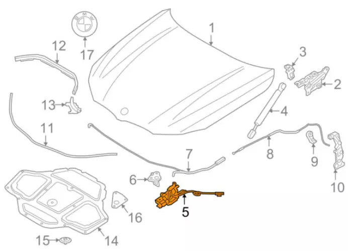 NEW BMW 7 G12 FRONT BONNET HOOD LEFT LOCK 51237347404 7347404 ORIGINAL
