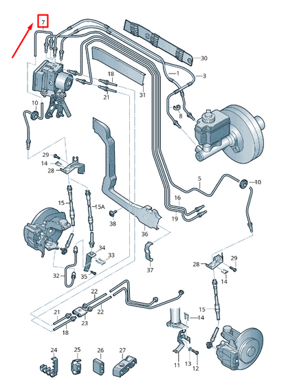 new vw eos 1f rh brake pipe from hydraulics to brake hose rhd 1k2614724m