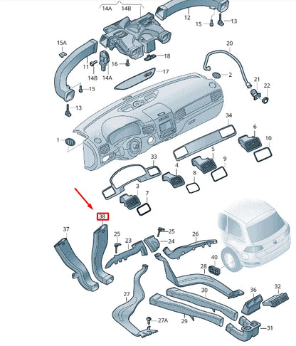 NEW VW TOUAREG 7P FRONT RIGHT CABIN HEATER AIR CHANNEL RHD 7P2819945A