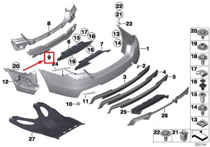 NEW BMW 5 F10 REAR BUMPER BRACKET ADAPTER 8053584 51128053584 ORIGINAL