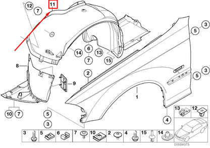new bmw 3 e46 front right inner fender lining 51718268346 8268346 original