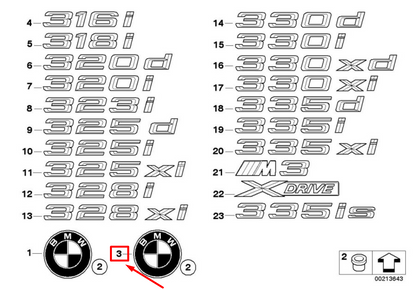 new bmw 3 coupe e92 rear trunk emblem 7146051 51147146051 original