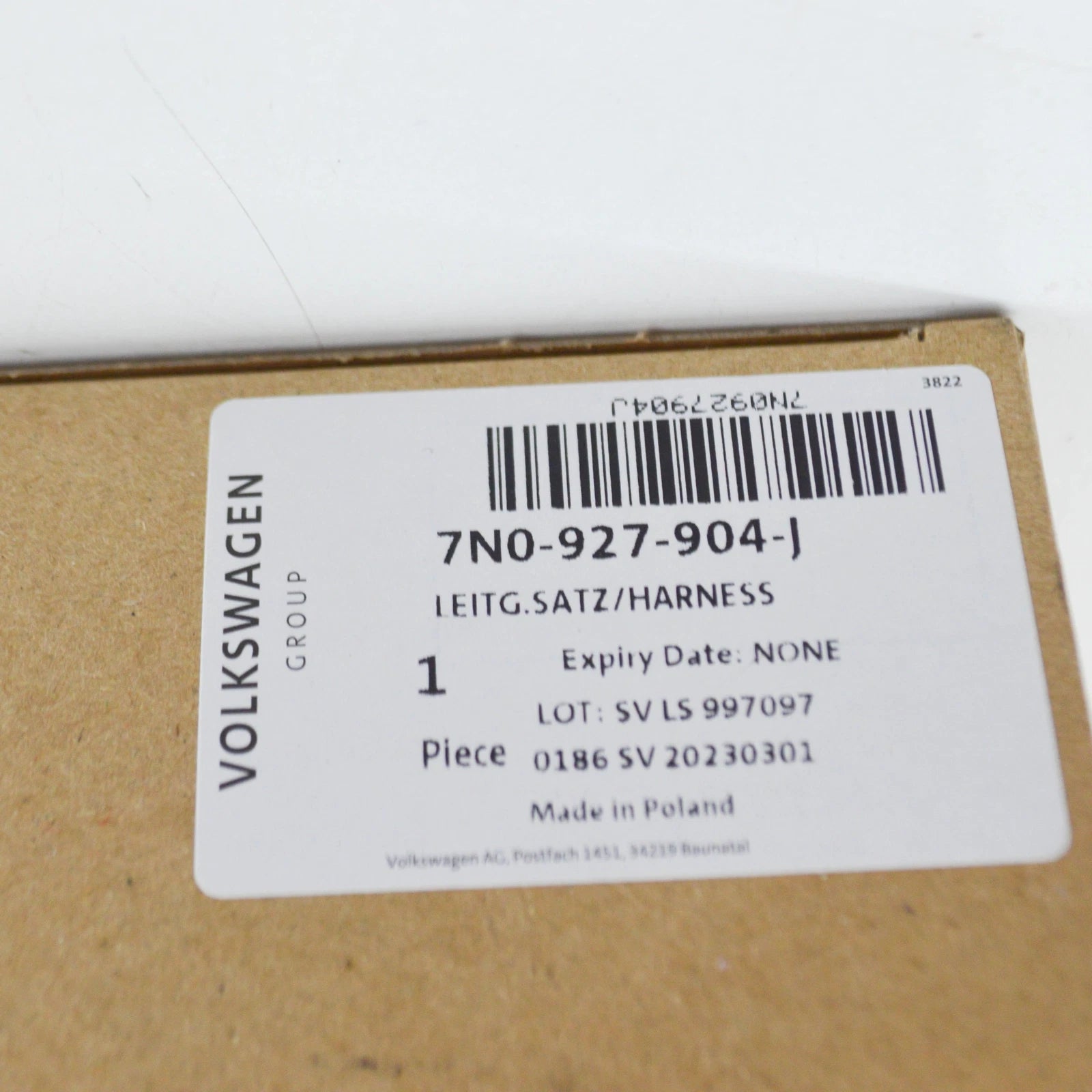 NEW VW SHARAN 7N REAR RIGHT SPEED SENSOR WIRING HARNESS 7N0927904J ORIGINAL