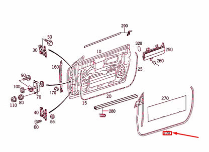 NEW MB CLK C209 FRONT RIGHT DOOR BONDED SEALING FRAME A2097200278 ORIGINAL