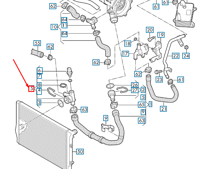 NEW AUDI A3 8V RADIATOR QUICK ACTING COUPLING 5Q0122291DS ORIGINAL