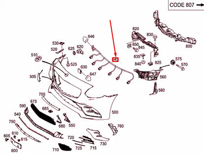 NEW MB SLK R172 AMG FRONT BUMPER ELECTRICAL WIRING HARNESS A1725404401 ORIGINAL