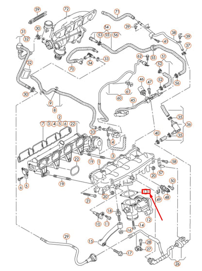 NEW AUDI A4 B8 THROTTLE BODY GASKET 078133073J ORIGINAL
