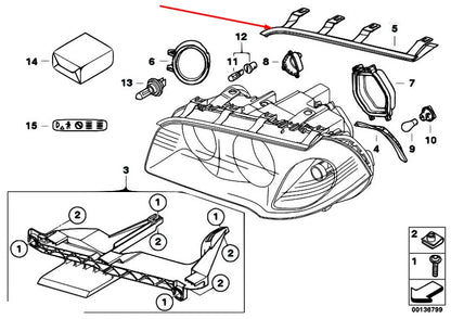NEW BMW X3 E83 LEFT HEADLIGHT UPPER GASKET SEAL 63126939273 6939273 ORIGINAL