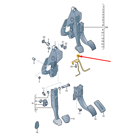 new cupra formentor brake/accel. lever mech. crash member rhd 5q2723913e