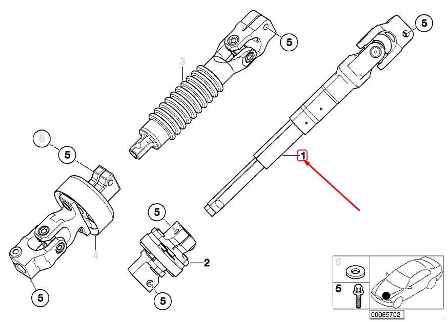 NEW BMW 3 E46 STEERING SHAFT 32306764009 6764009 ORIGINAL