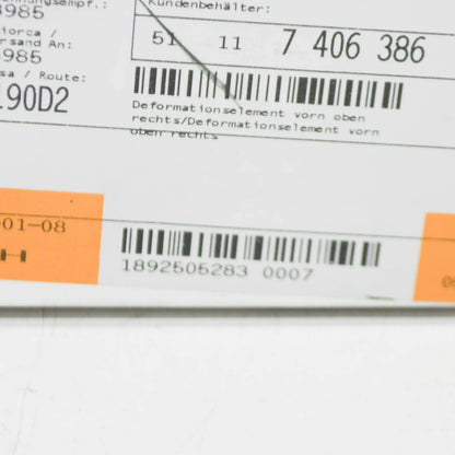 NEW BMW X1 F48 FRONT BUMPER RIGHT DEFORMATION ELEMENT 51117406386 2015 ORIGINAL