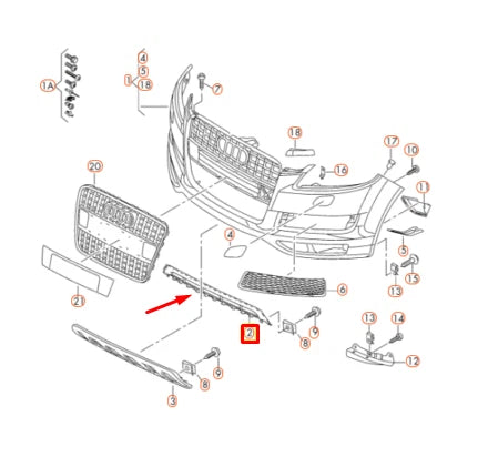 NEW AUDI Q7 4L LOWER CENTER GRILL 4L0807683E01C ORIGINAL