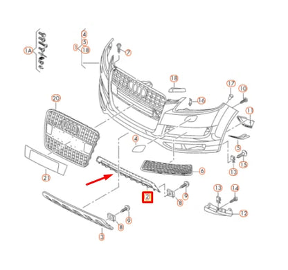 NEW AUDI Q7 4L LOWER CENTER GRILL 4L0807683E01C ORIGINAL