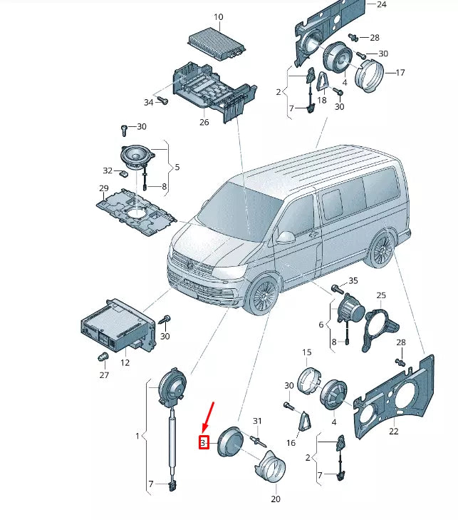 NEW VW TRANSPORTER VI T6 FRONT DOOR WIDE-BAND SPEAKER 7E0035710A