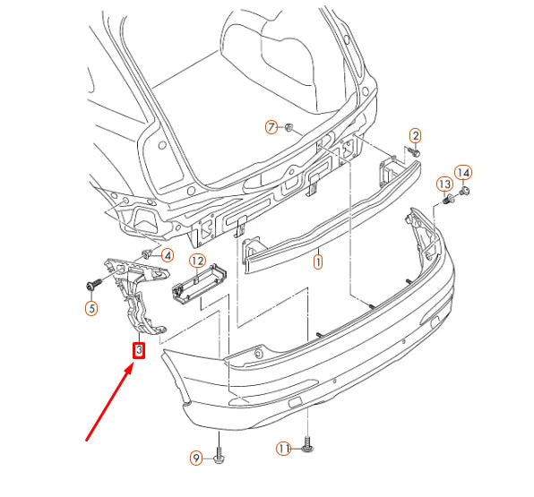NEW AUDI Q3 8U REAR LEFT BUMPER GUIDE SECTION 8U0807453A ORIGINAL