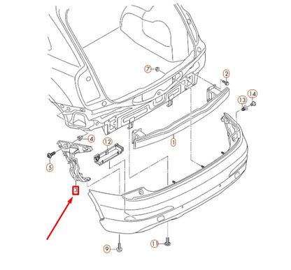 NEW AUDI Q3 8U REAR LEFT BUMPER GUIDE SECTION 8U0807453A ORIGINAL