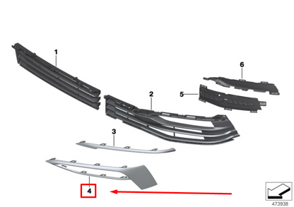 new bmw g31 front right bumper grille molding 7385282 51117385282 original
