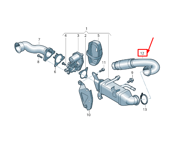 new audi q5 fy egr connecting pipe 05l131521f original