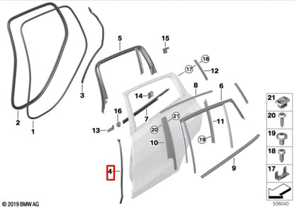 NEW BMW X6 G06 REAR RIGHT DOOR B-PILLAR JOINT SEAL 51767437806 ORIGINAL