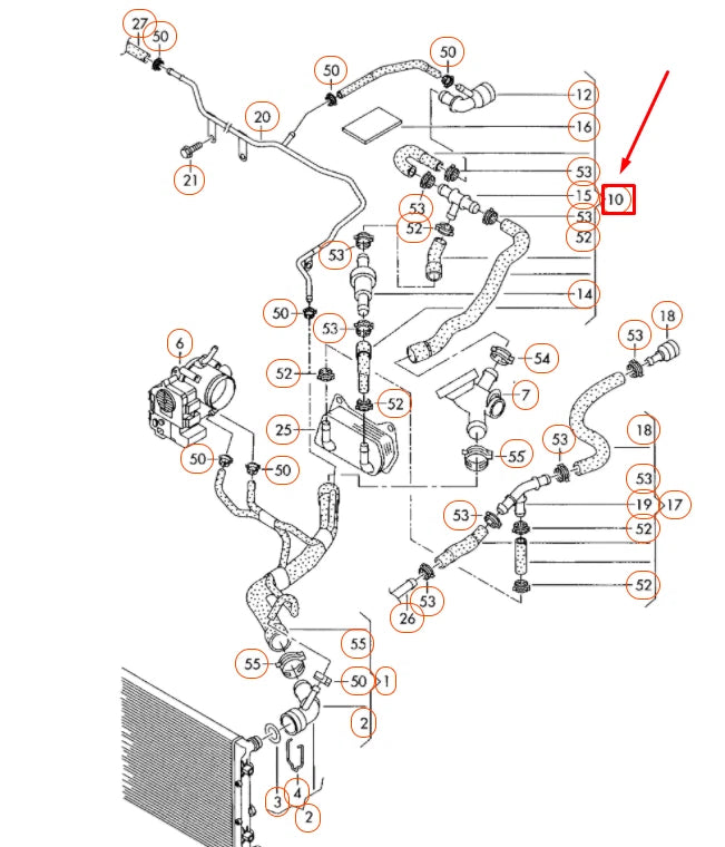 NEW VOLKSWAGEN BEETLE A5 ENGINE COOLANT FEED HOSE 1K0122157EN ORIGINAL