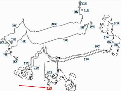 new mb sl r230 hose from pulsation damper to t-piece return a2309973382 original