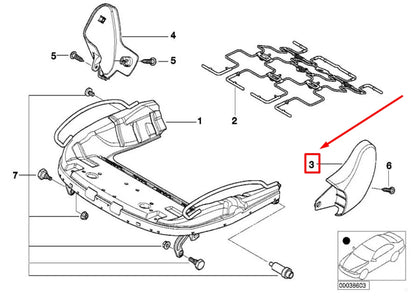 NEW BMW 3 E46 FRONT LEFT SEAT FRAME OUTER COVERING 8255367 52108255367 ORIGINAL