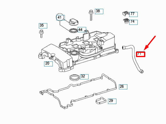 NEW MB SLK R171 CYLINDER HEAD COVER TO INTAKE MANIFOLD HOSE A2710160881 ORIGINAL