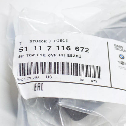 NEW BMW X5 E53 FRONT BUMPER RIGHT TOW HOOK EYE CAP COVER 51117116672 ORIGINAL