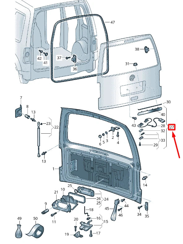 NEW VOLKSWAGEN CADDY 2K MK3 TRIM NUMBER PLATE LIGHT 2K5827574NGRU