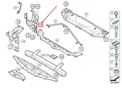 NEW BMW 5 E60 FRONT PANEL RIGHT RADIATOR SUPPORT BRACKET 51647163484 ORIGINAL