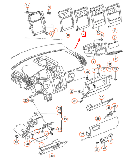 NEW VW TOURAN 1T INSTRUMENT PANEL CENTER TRIM 1T0858071S1QB ORIGINAL