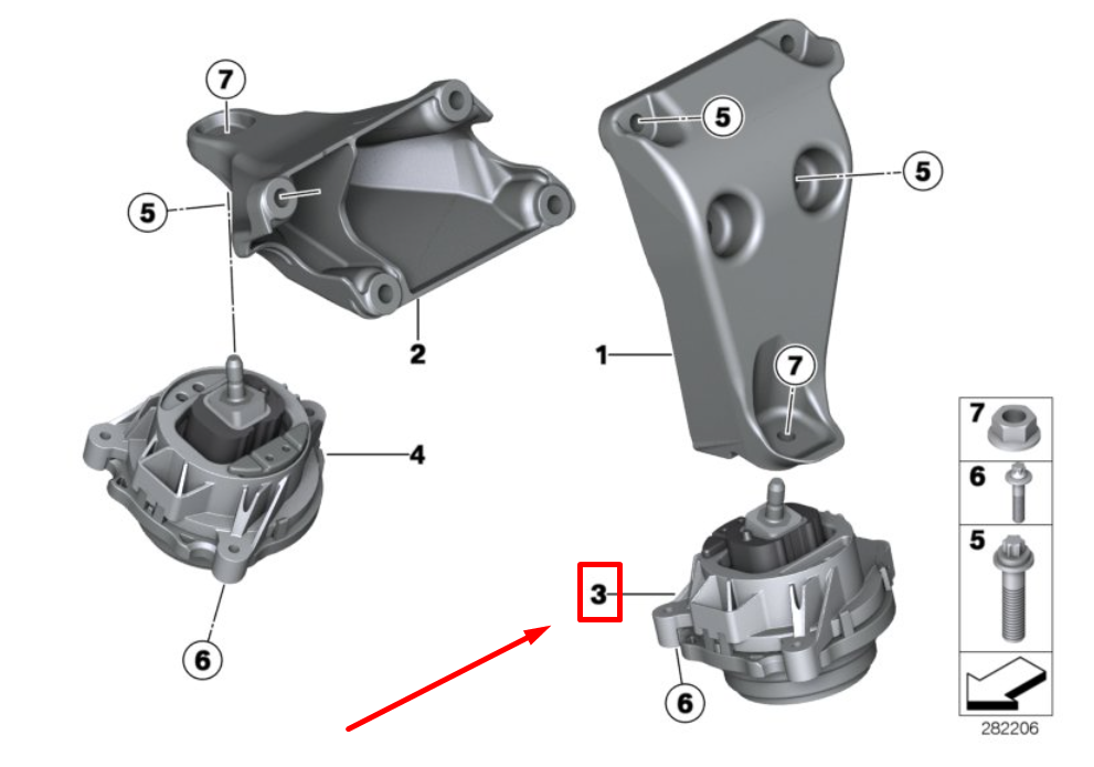 new bmw 3 f30, f80 left engine mount 6787657 22116787657 original