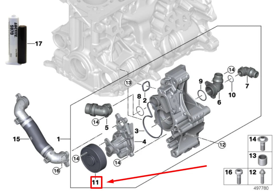 NEW BMW 3 G20, G28 ENGINE COOLANT PUMP BELT PULLEY 8591892 11518591892 ORIGINAL
