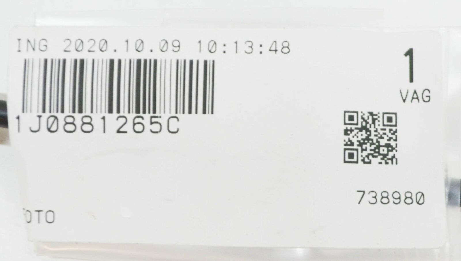 NEW VW BEETLE 9C SEAT ADJUSTMENT CABLE - LEFT FRONT 1J0881265C ORIGINAL