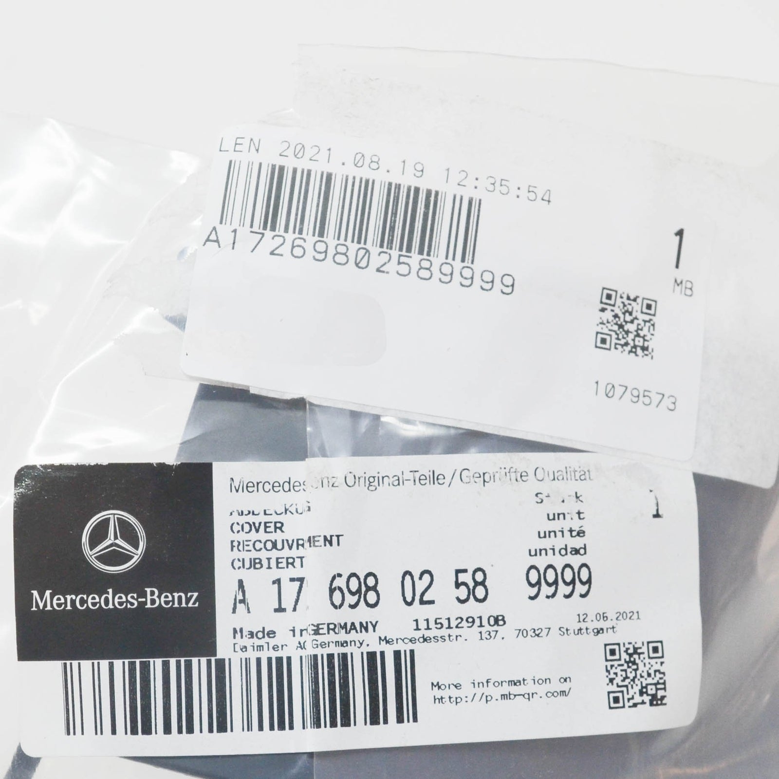 NEW MB SLK R172 FRONT RIGHT JACK TUBE COVER TRIM A17269802589999 ORIGINAL