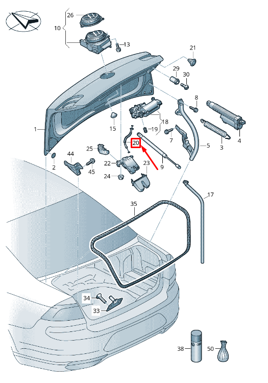 new vw arteon 3h rear tailgate release cable 3g0827535d original