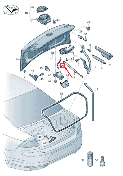 new vw arteon 3h rear tailgate release cable 3g0827535d original