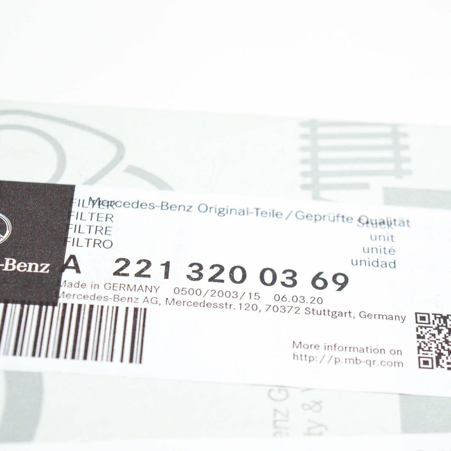 NEW MERCEDES-BENZ S W221 AIR SUSPENSION COMPRESSOR FILTER A2213200369 ORIGINAL