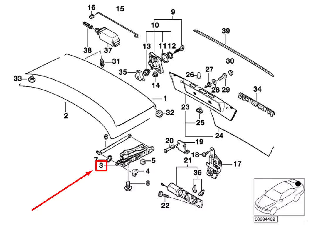 NEW BMW 7 E38 RIGHT TRUNK LID HINGE 41628203274 8203274 NE W ORIGINAL