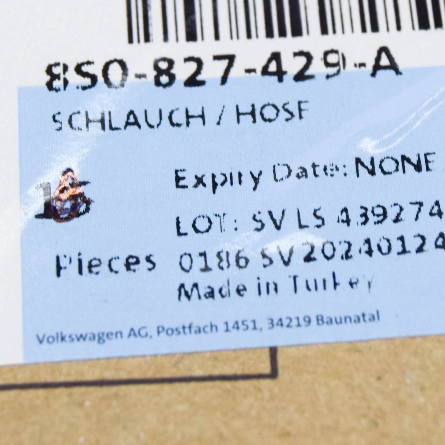 NEW AUDI E-TRON GT REAR LID WATER DRAINAGE HOSE 8S0827429A ORIGINAL