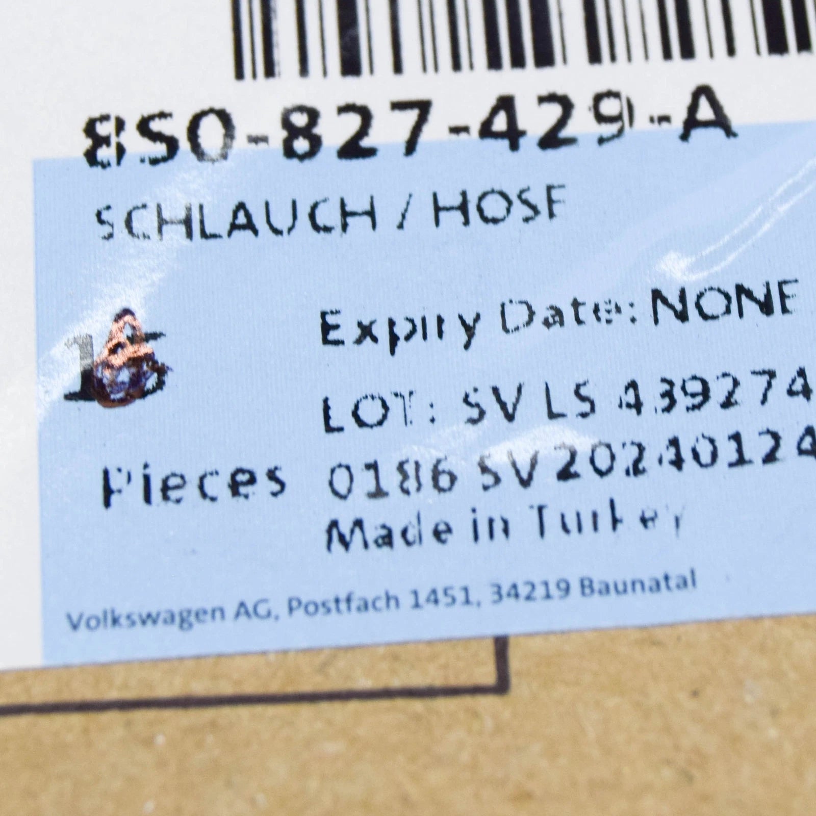 NEW AUDI E-TRON GT REAR LID WATER DRAINAGE HOSE 8S0827429A ORIGINAL