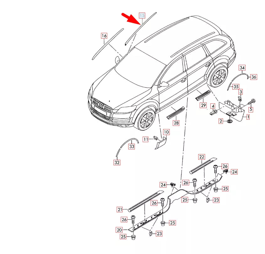 NEW AUDI Q7 4L FRONT LEFT WINDSHIELD WATER DEFLECTOR 4L08543275AP 2015