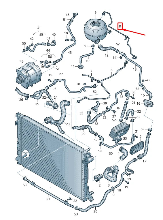 NEW AUDI A6 C8 ENGINE COOLANT RESERVOIR BREATHER LINE LHD 4K1121081G